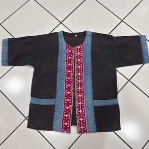 Embroidered Black and Blue Women's Top